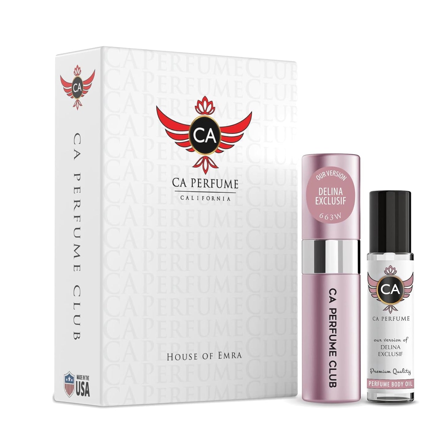 CA Perfume Duo Impression of Delina Exclusif For Women Perfume Layering Set Long Lasting Travel Size EDP + Body Oil Roll-On Bottle 0.27 Fl Oz+0.33 Fl Oz