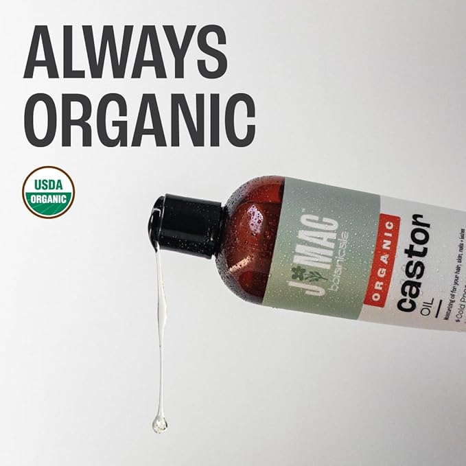 Organic Castor Oil, Cold Pressed (16 oz) BPA Free, Castor hexane free, for face, skin, eyelashes, Certified USDA Organic