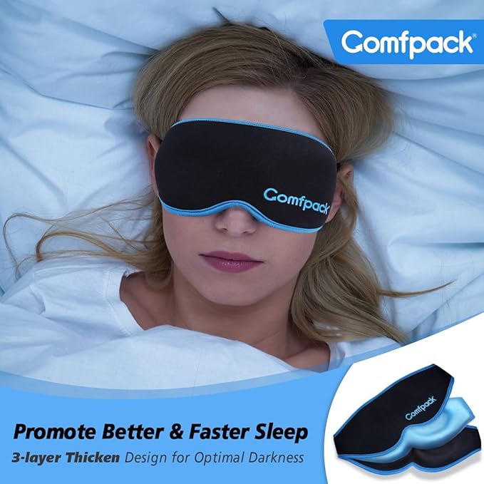 3D Cooling Sleep Mask, Gel Sleep Eye Mask with Hot & Cold Compress Therapy, Zero Eye Pressure Blackout Night Blindfold, Soft & Comfortable Ice Cold Pack for Puffy Eyes, Dark Circle