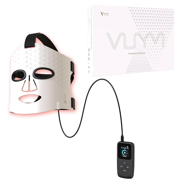 Red Light Therapy Mask, Led Face Mask Light Therapy With an LCD Screen, Wireless And Portable, Offers 5 Modes Of Infrared Red Light Therapy,Suitable for Home Travel Use White
