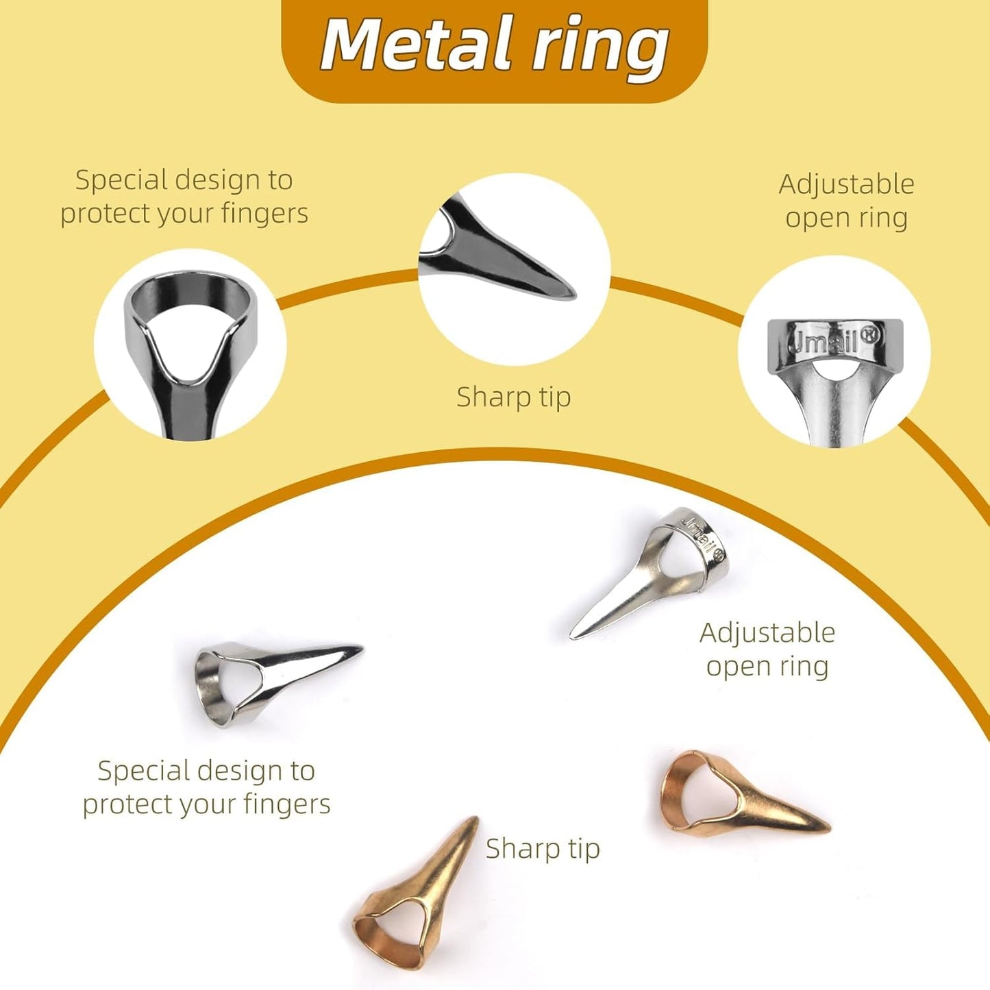 11PCS Hair Braiding Tools Ring Set with 8 Metal Pinky Hair Parting Rings/Braid Aid Finger Parting Tool, 1PCS Rat Tail Comb/Braiding Combs/ 2 Parting Tool Rings for Stitch Braiding Finger Tool