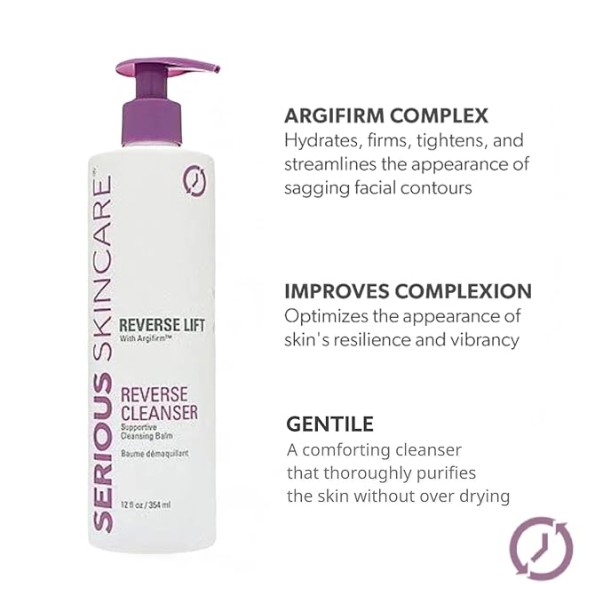 Serious Skincare Reverse Lift Supportive Cleansing Balm – Facial Cleanser for Mature -Thinning - Fragile Skin - Carrot Root Extract - 12 oz.