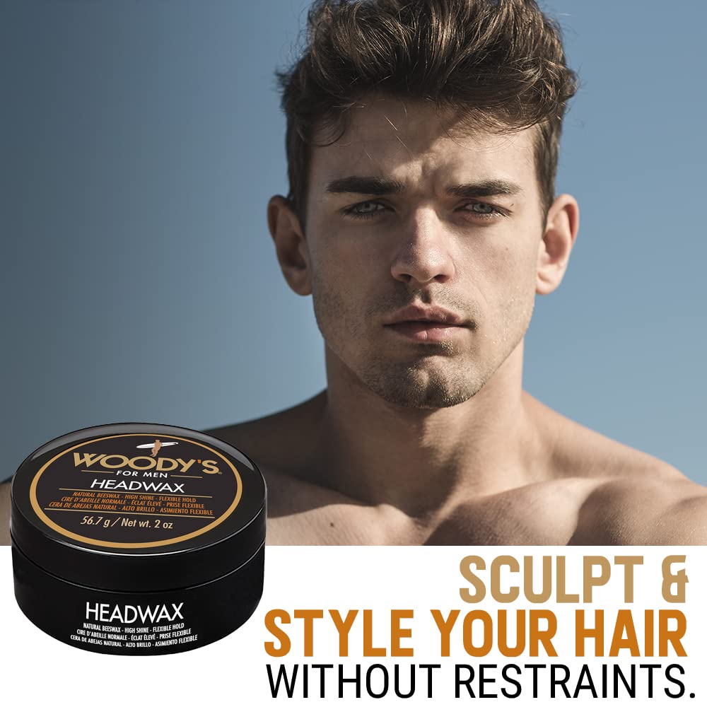 Woody's Headwax Pomade for Men - High Hold Hair Clay, Natural Beeswax Styling Wax, Matte Finish, Flexible Hold, Texturizing Pomade for All Hair Types, 2 oz