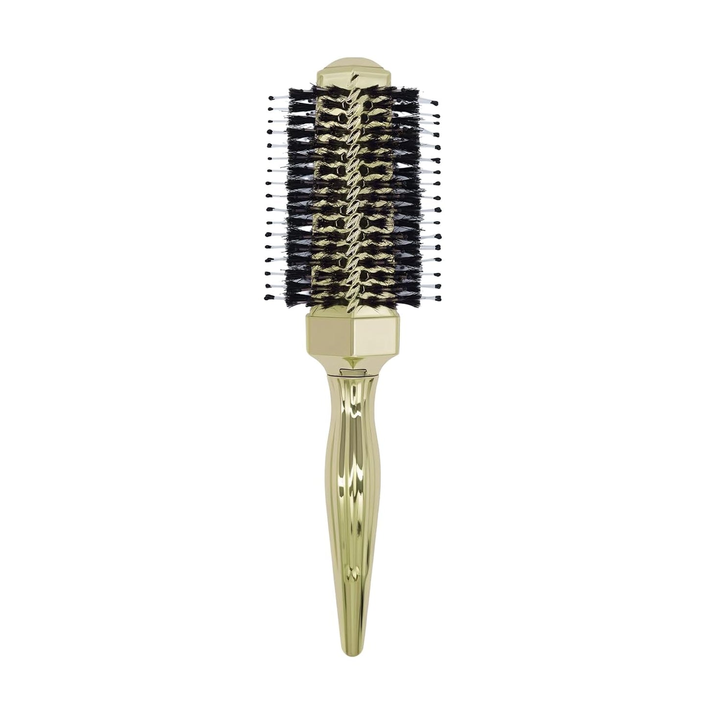 Round Hair Brush with Wild Boar Bristles – Specialized for Blowouts & Styling at Home or Salon, Suitable for All Hair Types.Gold