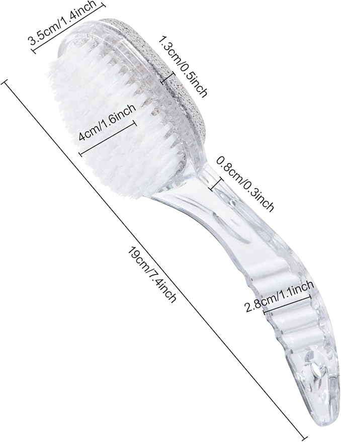 4 Pcs Foot Pumice Stone Brush Calluses Remover, Ooloveminso Large Foot Scrubber Foot File with Handle 2 in 1 Suitable for Horniness Foot Spa, Foot Care Smooth Skin (Transparent)