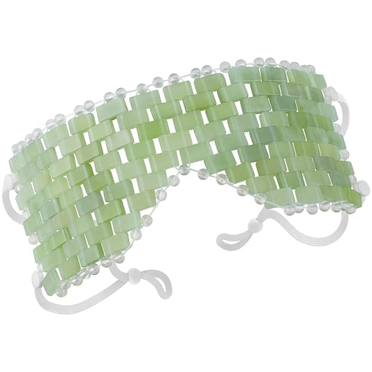 Jade Eye Mask - with Adjustable Strap for face 100% Natural Gemstone Jade Sleep Mask for Hot & Cold Anti Aging Therapy by LazyGa