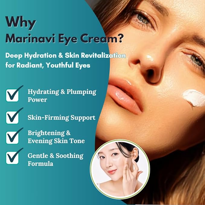 Marinavi Hydrating Eye Cream – Lightweight Moisturizer for Under Eyes, with Hyaluronic Acid, Jojoba & Olive Oil for Soft, Smooth Skin – Gentle Skincare for All Skin Types