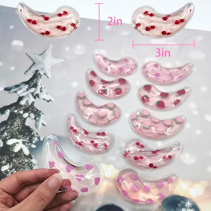 Reusable Gel Eye Ice Pack, Cooling Eye Pad, Hot ＆ Cold Treatment for Eye Strain, Eye Swelling, Eye Redness, Puffy Eyes, Dark Circles, Smooth Fine Lines, and Eye Recover Surgery. (Pink ＆ 10PCS)