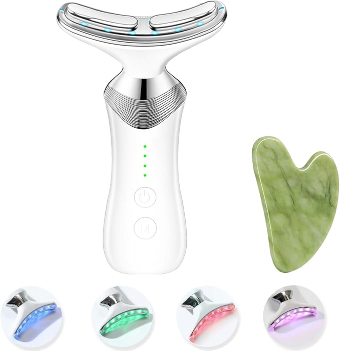 Face Massager, Multifunctional Facial Skin Care Tools for Home Use, 4 Colors and 4 Modes with Gua Sha Facial Tools
