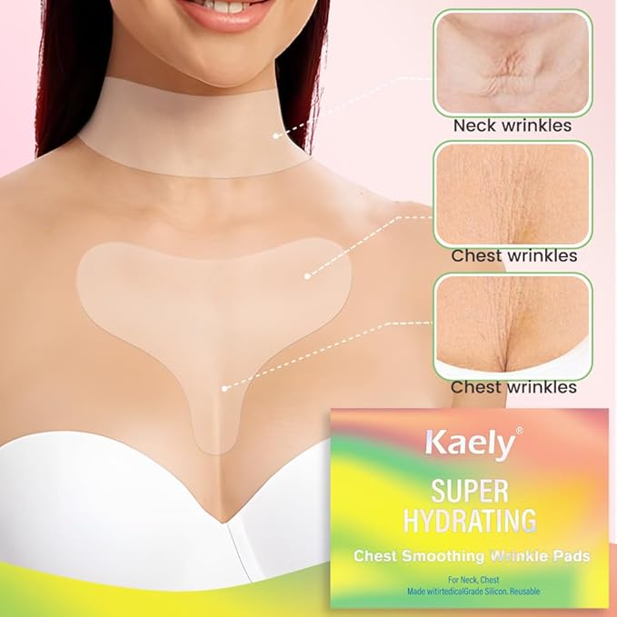 evpct 2Pcs Silicone Chest Smoothing Wrinkle Pads Reusable, Silicone Anti Chest Wrinkle Patches Reusable for Chest Wrinkles Overnight, Décolleté Chest Wrinkle Pillow Pads for Smoother,SizeL-T Type&Neck