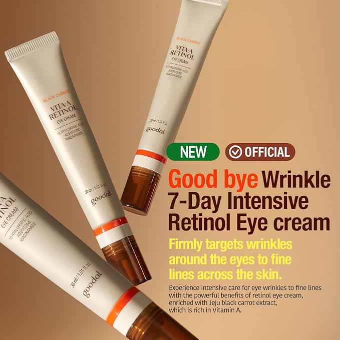 GOODAL Black Carrot Vita-A Retinol Eye Cream, Daily Cream for Under Eye, Smoothing Skin Care, K-Beauty, Korean Skincare