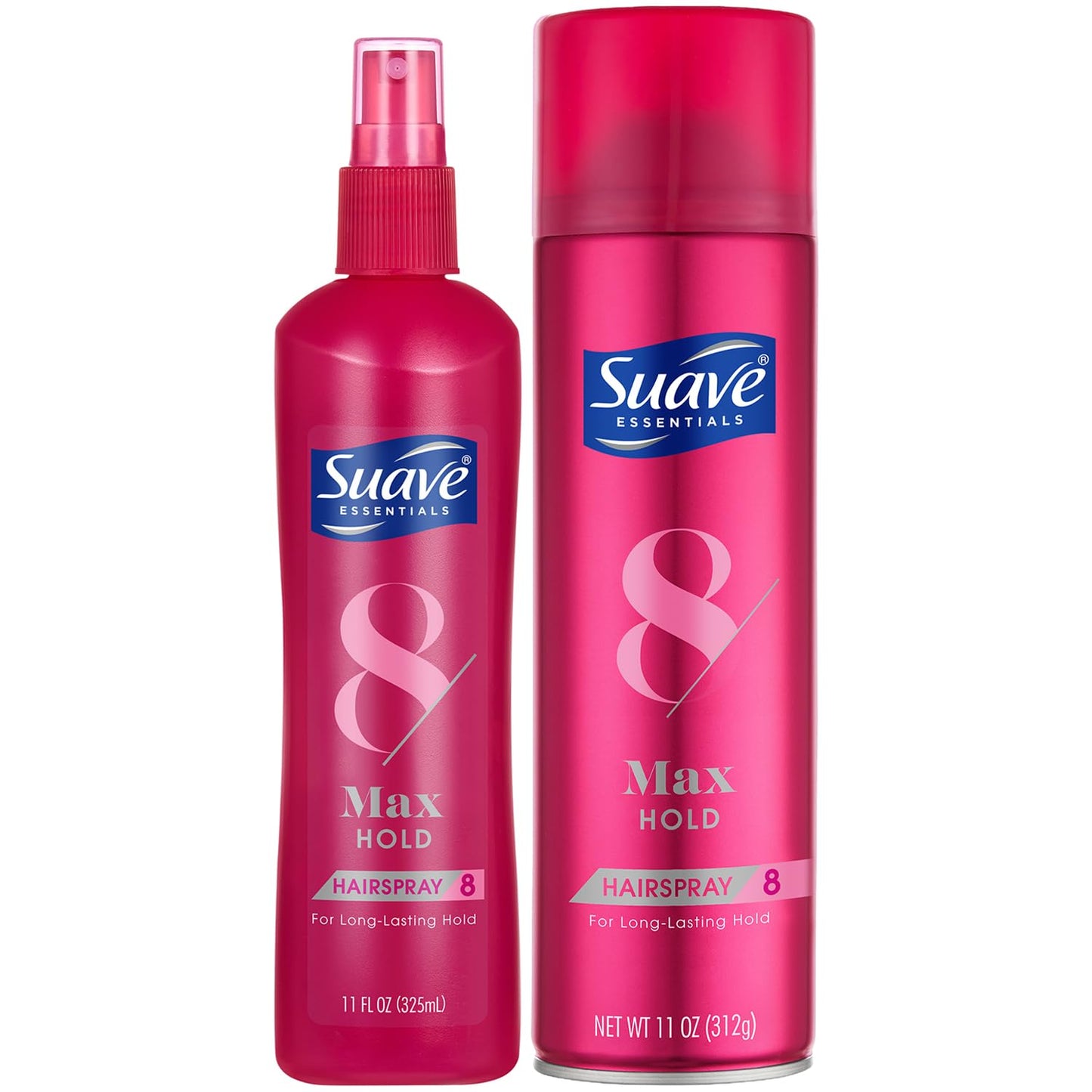 Suave+ Hairspray, Max Hold Bundle – Unscented Hairspray + Scented Non-Aerosol Hair Spray, 11 Oz Ea (2 Piece Set)