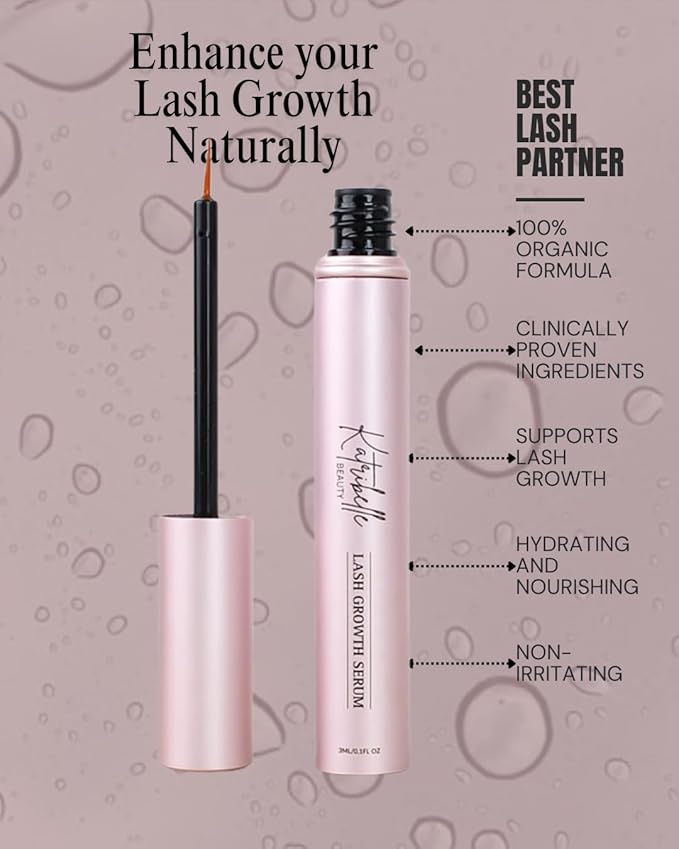 Eyelash Growth Serum: Eyelash Serum To Grow Lashes - Boost Growth Regrowth For Longer, Thicker, Fuller-Looking Lashes - 100% Vegan Formula With Biotin & Peptides 3ML