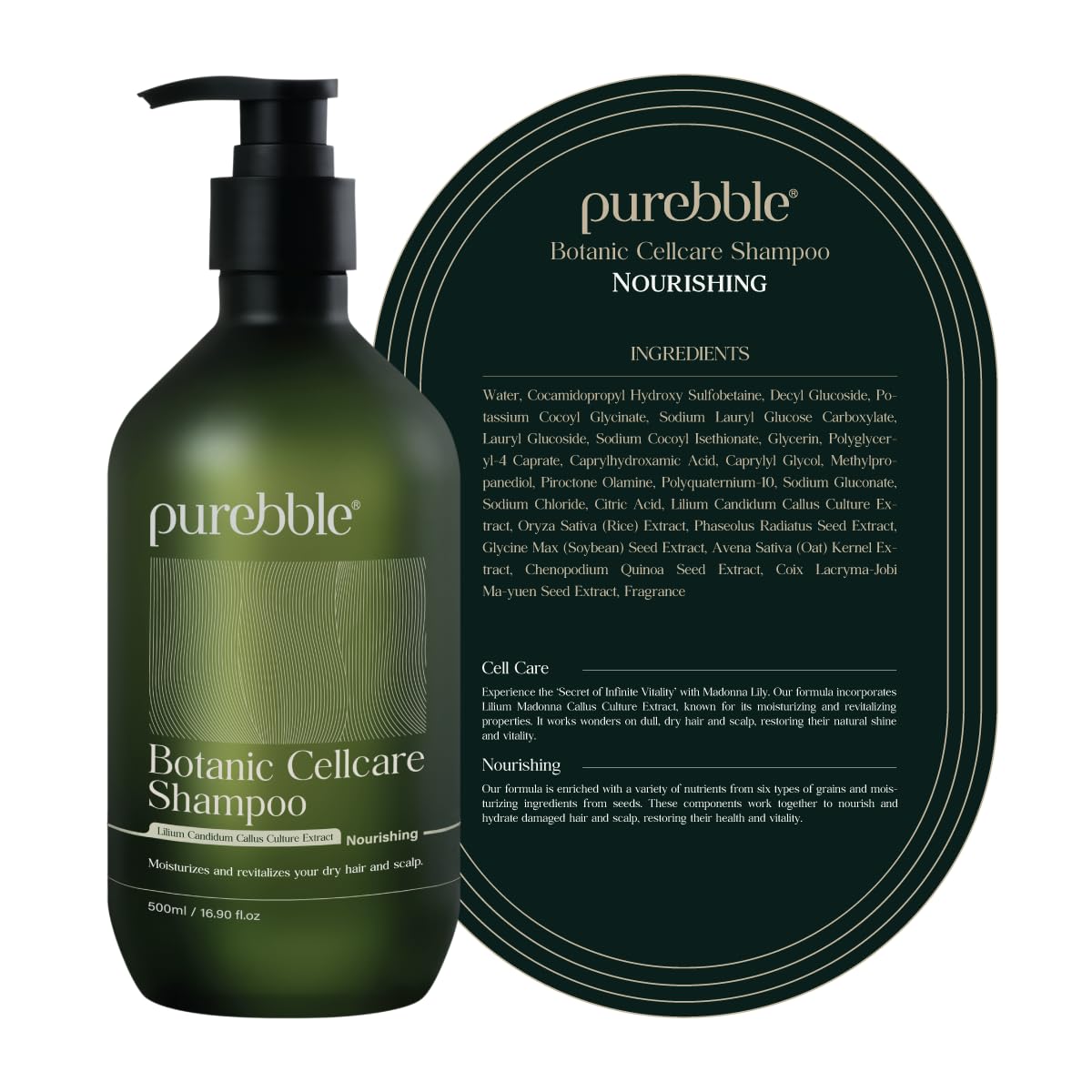Nourishing Botanic Cellcare Shampoo 500ml, 16.90 fl oz | Sulfate-Free, Paraben-Free and Color-Safe | pH Balancing