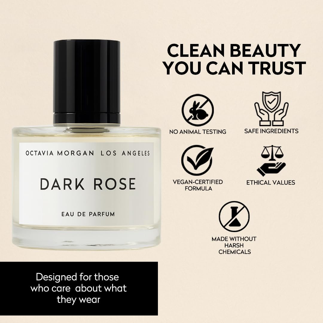 OCTAVIA MORGAN DARK ROSE Eau de Parfum – Bold Floral Fruity Woody Fragrance for All | Long-Lasting Gender-Inclusive Scent with Pink Peppercorn, Black Rose & Plum | 50ML