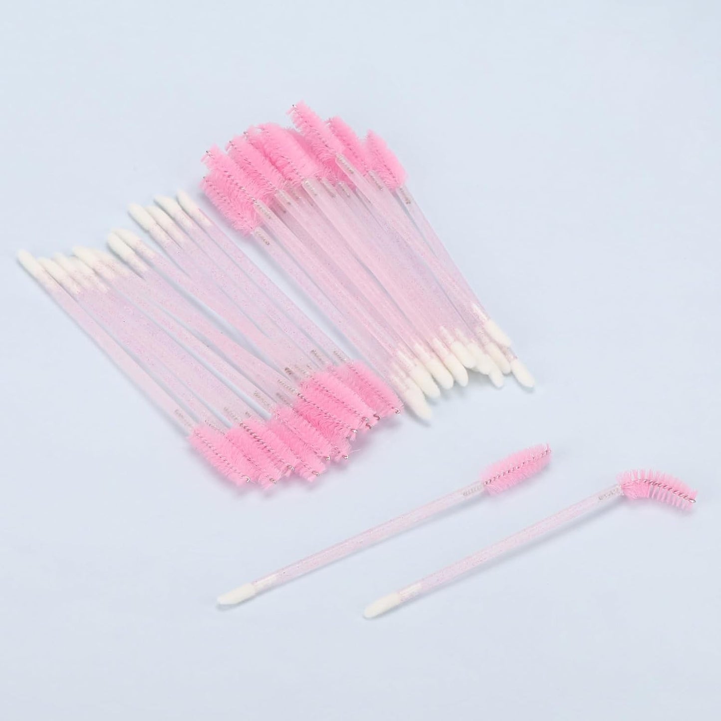 500 Pcs Dual Ended Eyelash Brush Lip Brush, Pink Disposable Mascara Wands Lipstick Applicator, Portable Makeup Brush for Eyebrow, Lip