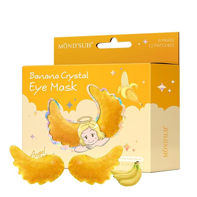 MOND'SUB Under Eye Mask - 6 Pairs Banana Crystal Eye Mask - Puffy Eyes & Dark Circles Treatments with Hyaluronic Acid, Reduce Under Eye Bags and Smooth Wrinkles, Brighten Complexion