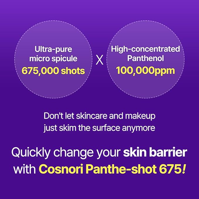COSNORI Panthe-Shot 675 - Korean Panthenol ampoule with 675,000 high purity spicules - Powerful skin care solution - Intensive facial first essence (50ml / 1.69 fl. oz.)