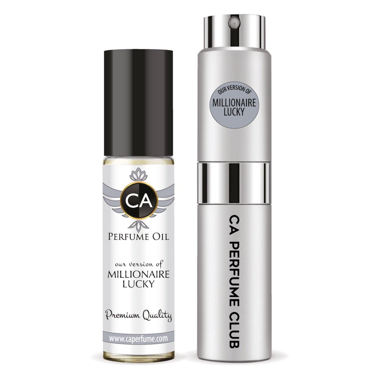 CA Perfume Duo Impression of Millionaire Lucky For Men Perfume Layering Set Mens Cologne Long Lasting Travel Size EDP + Body Oil Roll-On Bottle 0.27 Fl Oz+0.33 Fl Oz