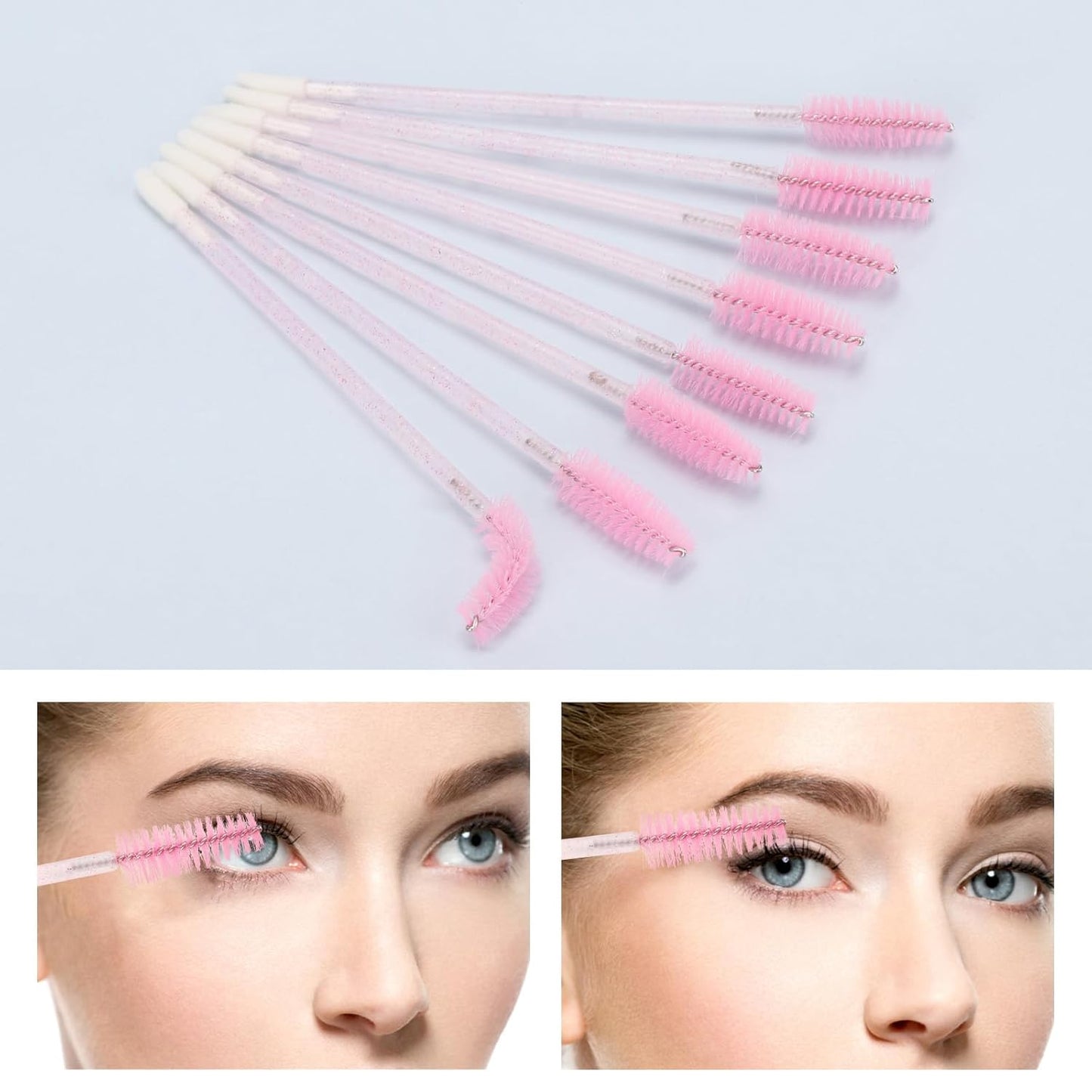 500 Pcs Dual Ended Eyelash Brush Lip Brush, Pink Disposable Mascara Wands Lipstick Applicator, Portable Makeup Brush for Eyebrow, Lip