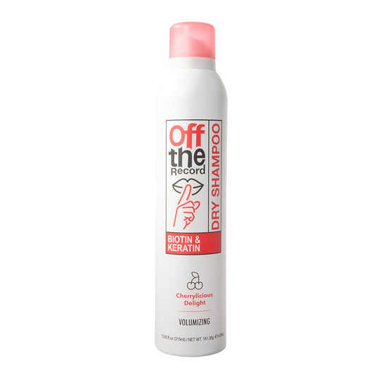 OFF THE RECORD Dry Shampoo - Cherrylicious Delight | Volumizing & Frizz Control | Biotin + Keratin | Smoothness, Shine, and Hair Care | 10.65 oz