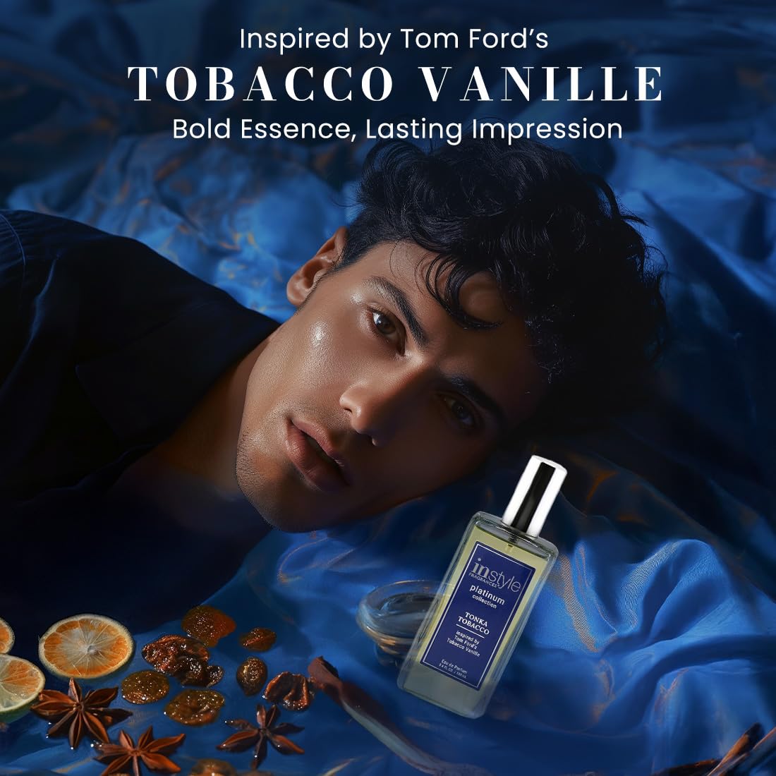 Instyle Fragrances, Platinum Collection, Tonka Tobacco, Inspired by Tom Ford's Tobacco Vanille, Unisex Eau de Parfum, CLEAN, Vegan, Paraben-Free, Never Tested on Animals, 3.4 Fluid Ounces