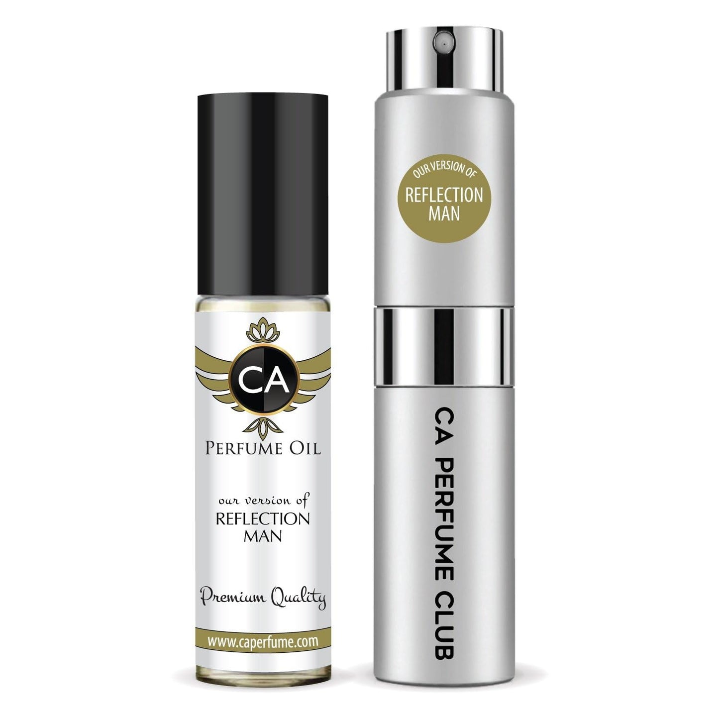 CA Perfume Duo Impression of Reflection Man For Men Perfume Layering Set Mens Cologne Long Lasting Travel Size EDP + Body Oil Roll-On Bottle 0.27 Fl Oz+0.33 Fl Oz
