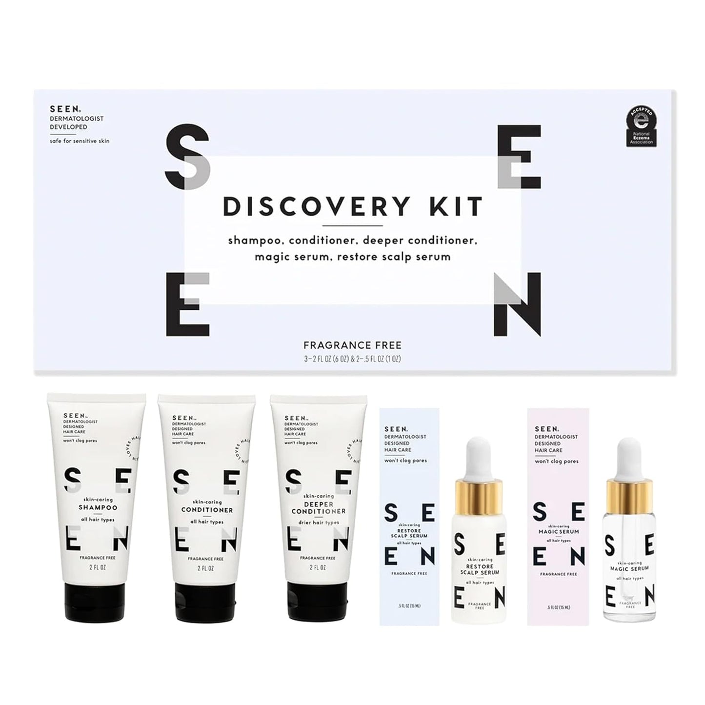 SEEN Discovery Kit - Scented- Non-Comedogenic & Hair Set- Dermatologist-Developed - Safe for Sensitive & Acne Prone Skin