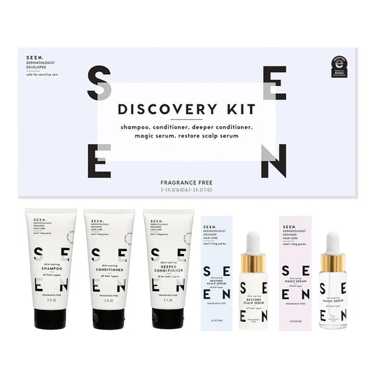 SEEN Discovery Kit - Scented- Non-Comedogenic & Hair Set- Dermatologist-Developed - Safe for Sensitive & Acne Prone Skin