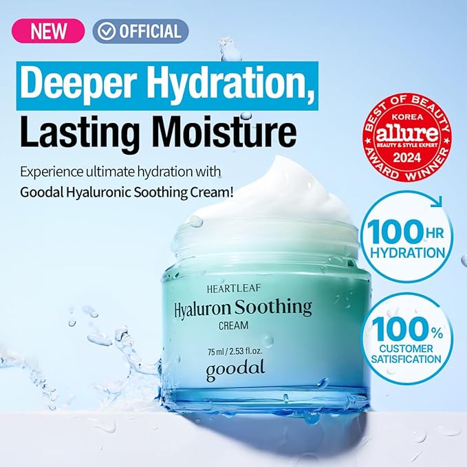GOODAL Heartleaf Hyaluron Soothing Ampoule + Cream Bundle, Hydration Facial Serum for Glowy Skin, Lightweight Moisturizer, Korean Skincare, K Beauty