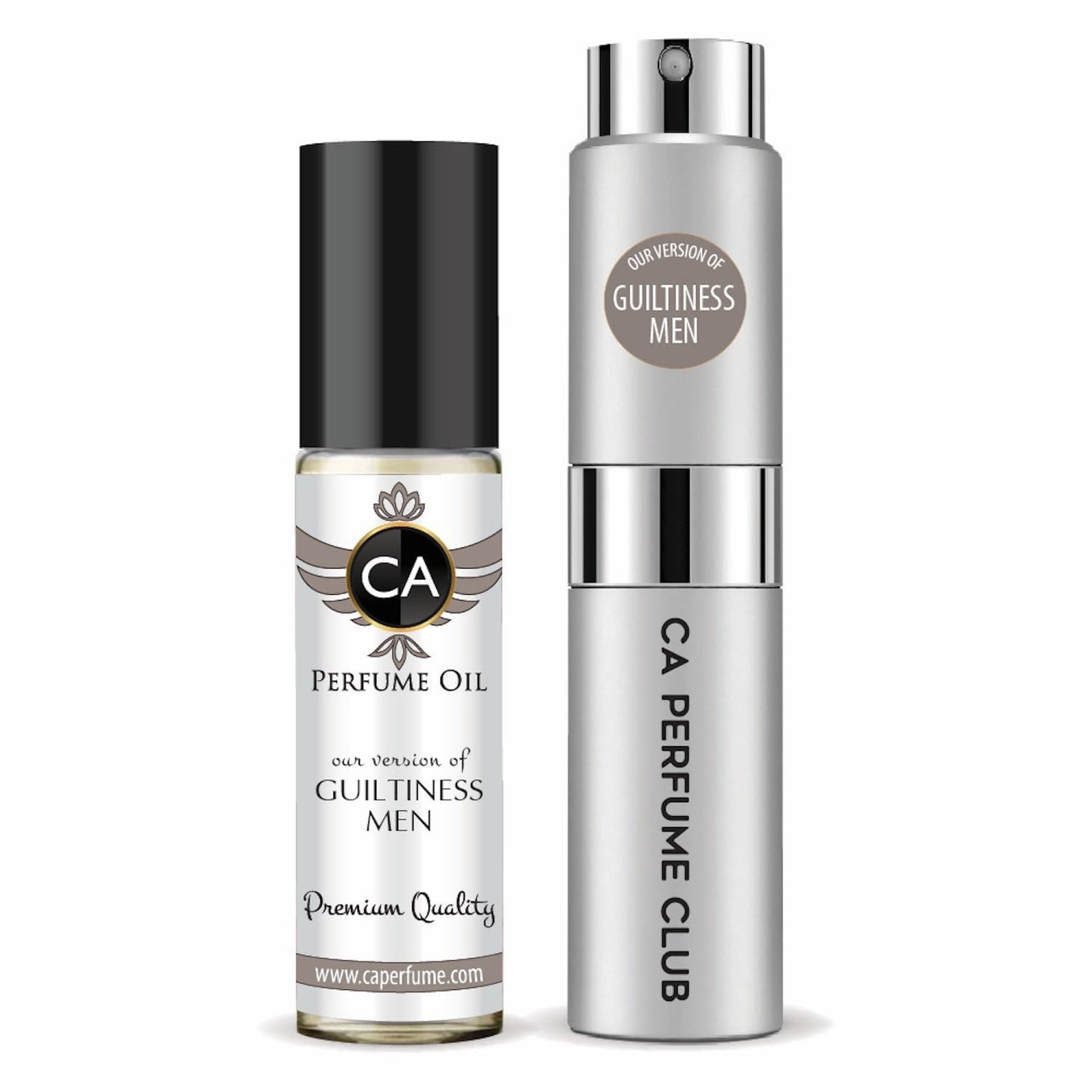 CA Perfume Duo Impression of Guiltiness Men For Men Perfume Layering Set Mens Cologne Long Lasting Travel Size EDP + Body Oil Roll-On Bottle 0.27 Fl Oz+0.33 Fl Oz