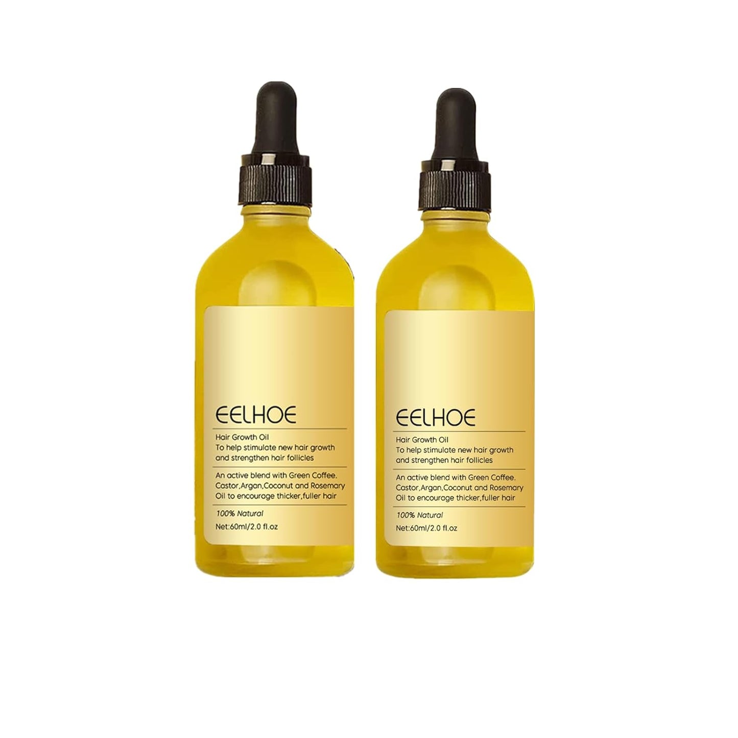 Carvenchi Veganic Natural Hair Growth Oil with Rosemary Scent, for Dry Damaged and Thin Hair, Colorless 2PC, 4 Fl Oz, Unisex