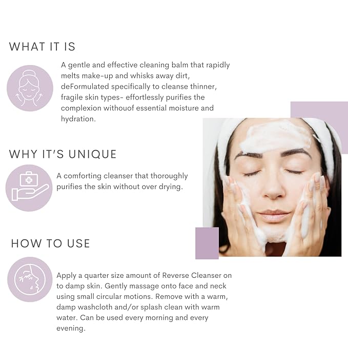 Serious Skincare Reverse Lift Supportive Cleansing Balm – Facial Cleanser for Mature -Thinning - Fragile Skin - Carrot Root Extract - 12 oz.