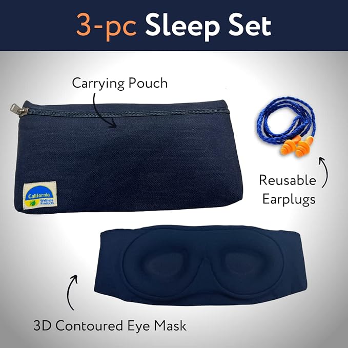 Sleep Mask - 3D Contour Sleep Mask with Earplug and Carrying Pouch