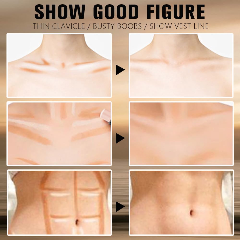 2Pcs Dual-Ended 2-in-1 Cream Contour & Highlighter Stick Makeup For Face & Body – Waterproof, Long-Lasting, Suitable for All Skin Tones, (02+04)