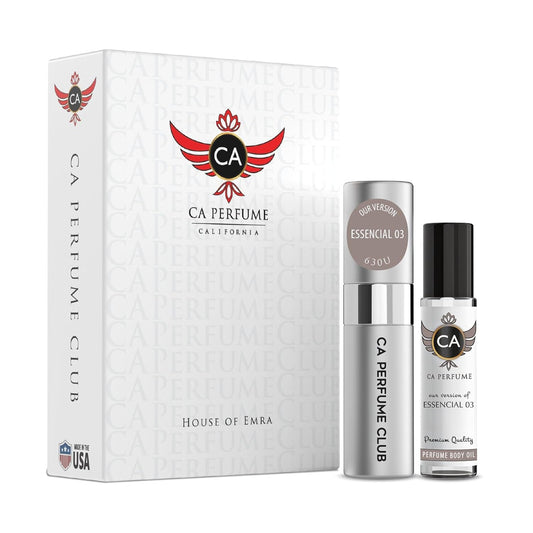 CA Perfume Duo Impression of Essencial 03 For Women And Men Perfume Layering Set Long Lasting Travel Size EDP + Body Oil Roll-On Bottle 0.27 Fl Oz+0.33 Fl Oz