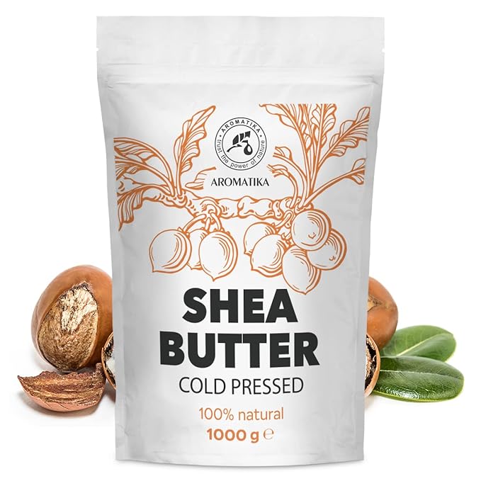 AROMATIKA Shea Butter 35 Oz - Unrefined Raw/Pieces - Africa - Ghana - 100% Pure Shea Butter Body Butter - Cosmetic Grade - for Hair Skin Lip Face Feet Body Care