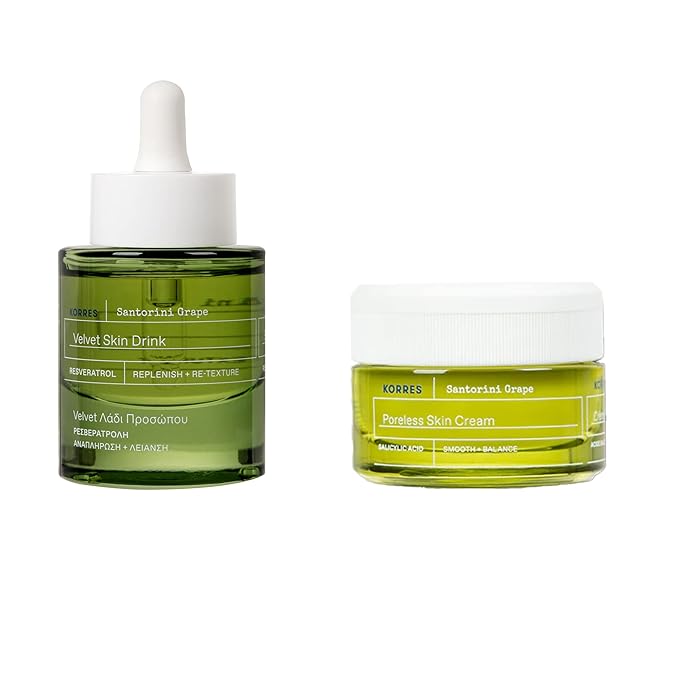 KORRES Santorini Grape Poreless Skin Power Duo - Cream & Velvet Skin Drink, 2 Piece Set
