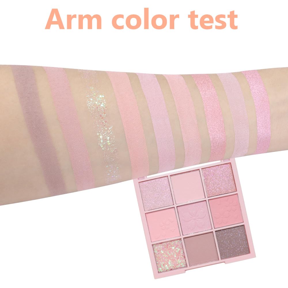 Light Pink Eyeshadow Palette,Neutral Nude Powder Eye Shadow for Older Women,Natural Long Lasting Naturing-Looking Pink Makeup Palette,Talc,Paraben Vegan & Cruelty Free