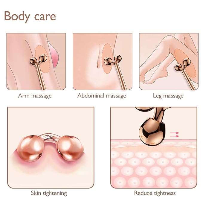 Tekson Face Roller, Facial Metal Massager, Massage Tool for face (Rose)