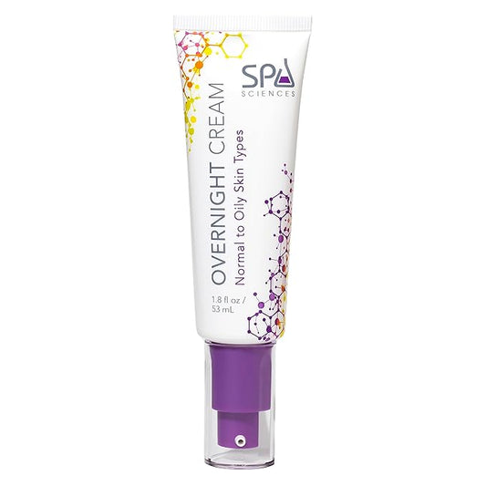 SPA SCIENCES - Overnight Cream For Normal to Oily Skin Types - Made in the USA- Hydrating Formula - With Niacinamide, Melatonin and Antioxidants - Revitalize, Calm, Nourish -Vegan-Non-acnegenic-1.8oz