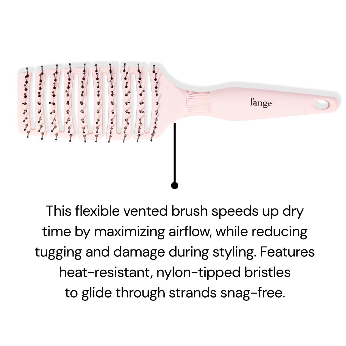 L'AngE HAIR Siena Flexi Curved Vented Hair Detangler | Nylon Bristle Brush for Tangles & Knots | Ideal for Men & Women | Vented for Airflow