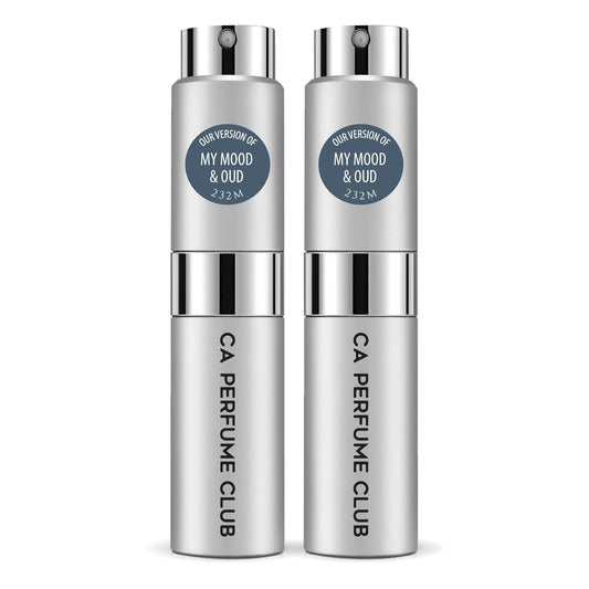 CA Perfume Impression of Oud Satin Mood for Men Amber Woody Scent Long Lasting Cologne for Men Eau De Parfum Travel Size Refillable Atomizer Spray 0.27 Fl Oz 8ml Pack of 2
