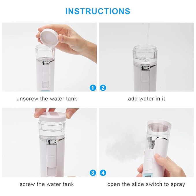 Nano Facial Mister, Mini Facial Steamer, Handy Moisturizing Mist Sprayer, Atomization Eyelash Extensions Skin Care Steamer, USB Rechargeable (Water Supplementer) (50ml)