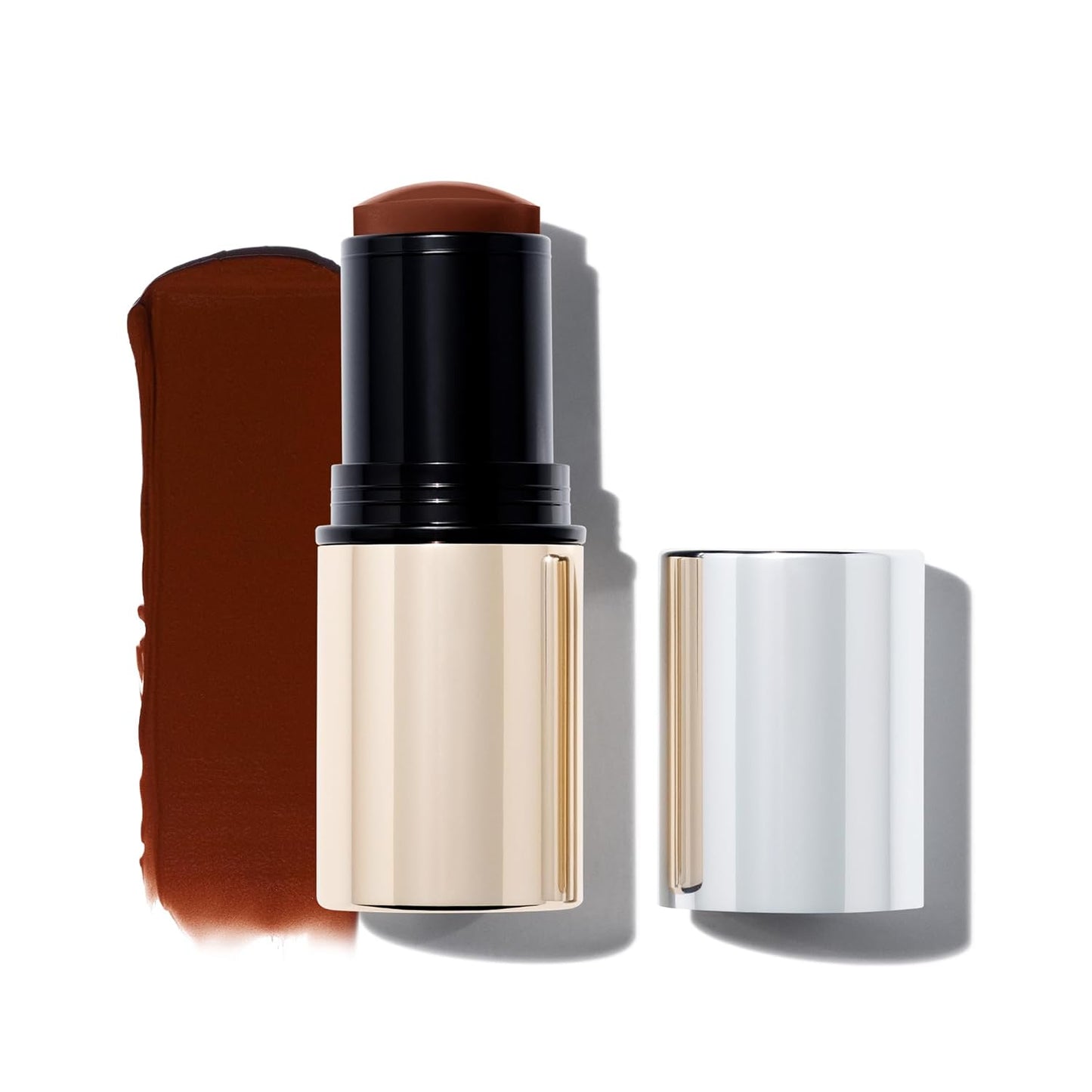 MAKE Beauty Heat Stroke Cream Blush Stick for Cheeks with Natural Hydrating Dewy Finish. Creamy Gel Blush Balm - Shade Baked, Deep Chocolate Brown Cheek Tint