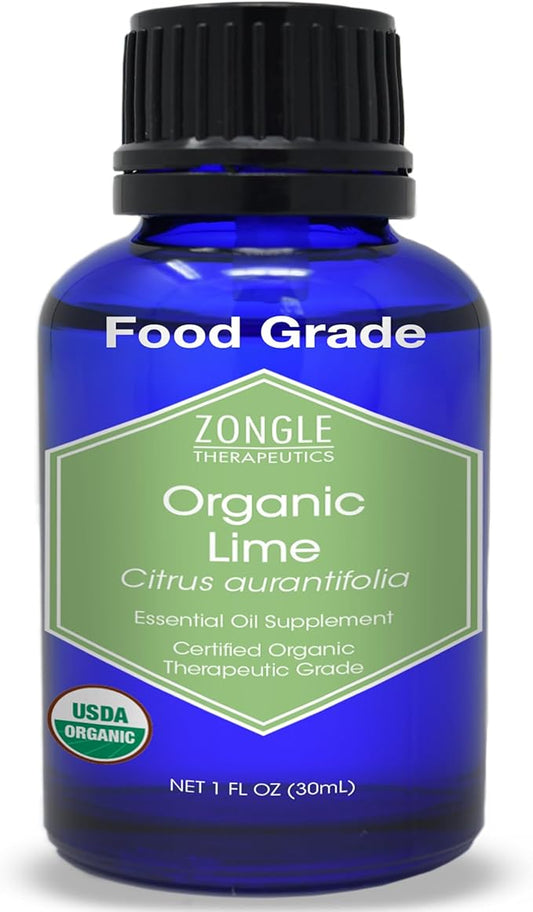 Organic, Lime Essential Oil, Food Grade, for Cooking – 100% Pure, Lime Oil, by Zongle Therapeutics, 1 OZ