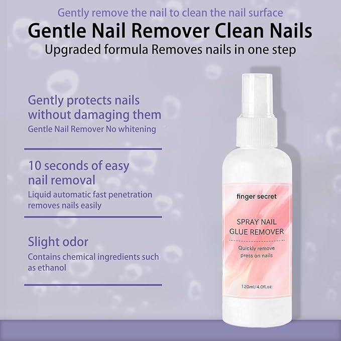 Gel Nail Remover Kit Nail Glue Remover for Glue on Nails, with Orange Wood Sticks and Nail Wipes for Remover Nail Glue for Nail Tips Remove Acrylic nails at Home