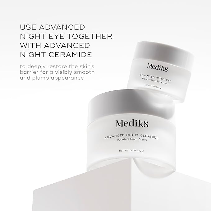 Medik8 Advanced Night Eye - Multi Peptide and Caffiene Eye Cream - Overnight Eye Cream for Smoothing Wrinkles and Dark Circles - 0.5 oz