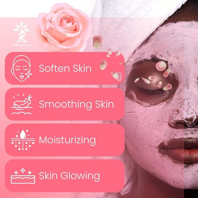 Rose Facial Mask, with Rose Extract, Vitamin C, Glycerol, Aloe vera, Vitamin E for Moisturizing, Smooth and Skin Glowing, 4.23 Oz (120G)