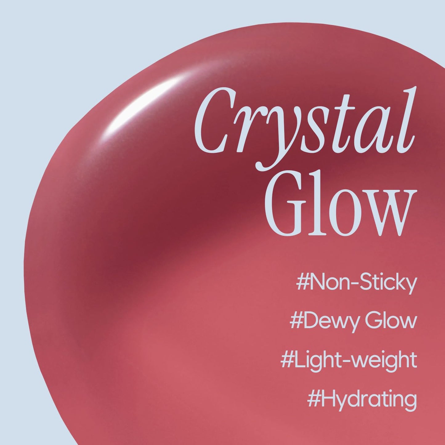 Crystal Dewy Lip Gloss | Lightweight & Non-Sticky | High-Shine & Long-Lasting | Hydrating Korean Lip Care Gloss | 0.17 oz. (03 FAIRY PINK)